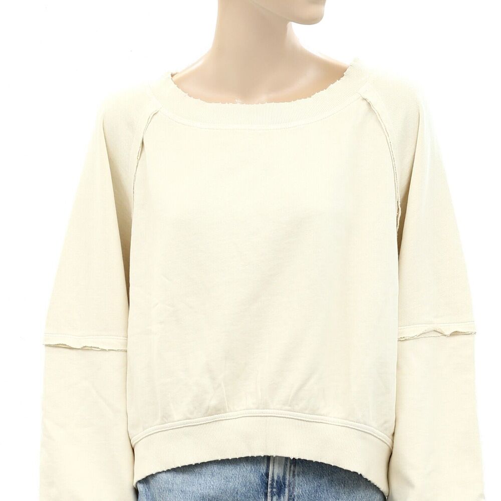 Free People Sweet Deets Sweatshirt Top Oversized Pullover Long Sleeves S 265869 - Picture 7 of 11